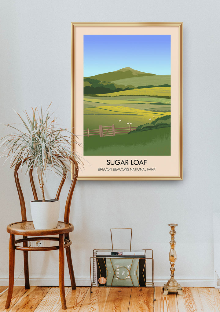 Sugar Loaf Brecon Beacons National Park Wales Travel Poster