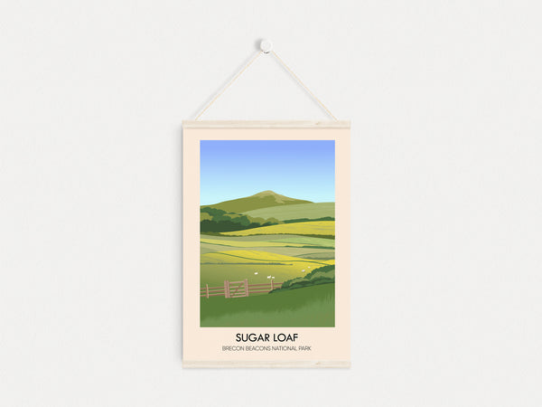 Sugar Loaf Brecon Beacons National Park Wales Travel Poster