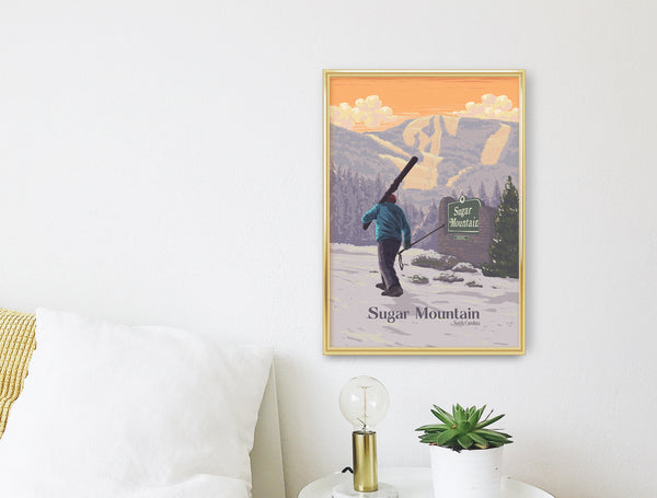 Sugar Mountain North Carolina Ski Resort Travel Poster