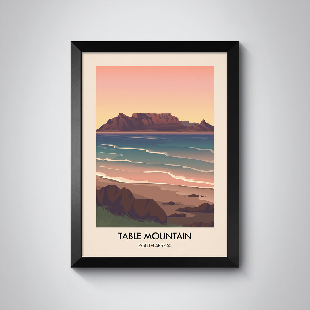 Table Mountain South Africa Travel Poster