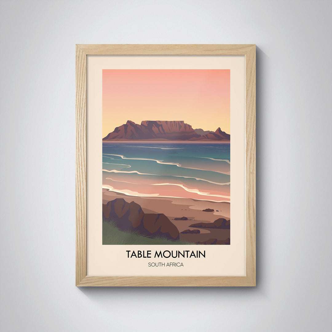 Table Mountain South Africa Travel Poster