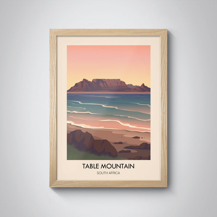 Table Mountain South Africa Travel Poster