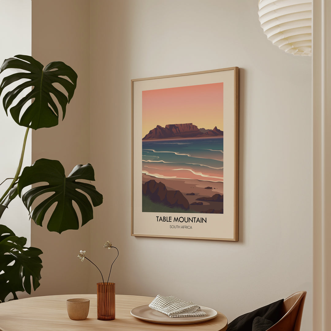 Table Mountain South Africa Travel Poster