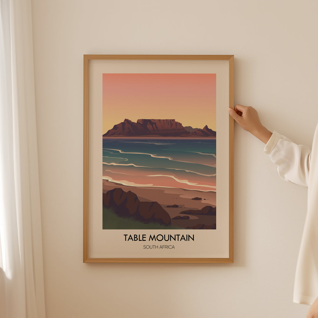 Table Mountain South Africa Travel Poster