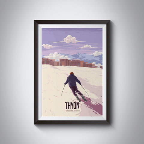 Thyon Switzerland Ski Resort Travel Poster