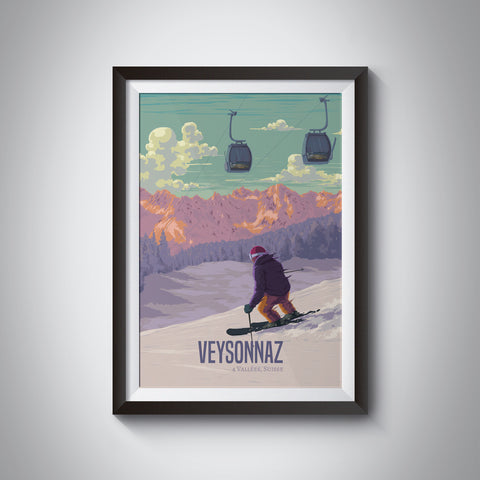 Veysonnaz Switzerland Ski Resort Travel Poster
