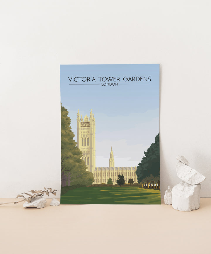 Victoria Tower Gardens Park London Travel Poster