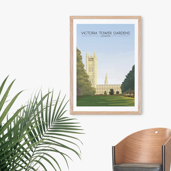 Victoria Tower Gardens Park London Travel Poster