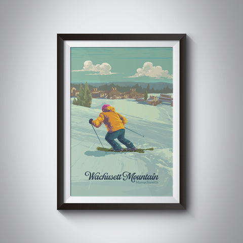Wachusett Mountain Massachusetts Ski Resort Travel Poster