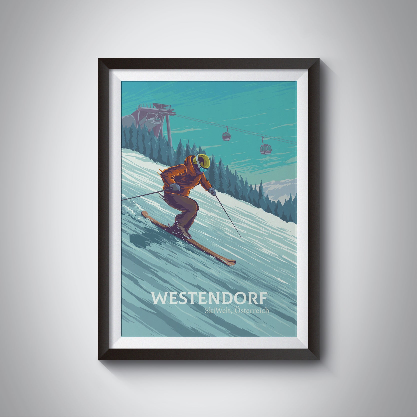 Westendorf Austria Ski Resort Travel Poster