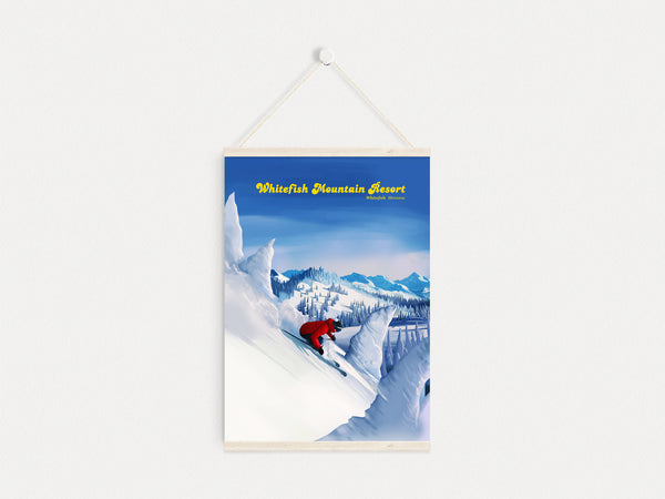Whitefish Mountain Ski Resort Travel Poster