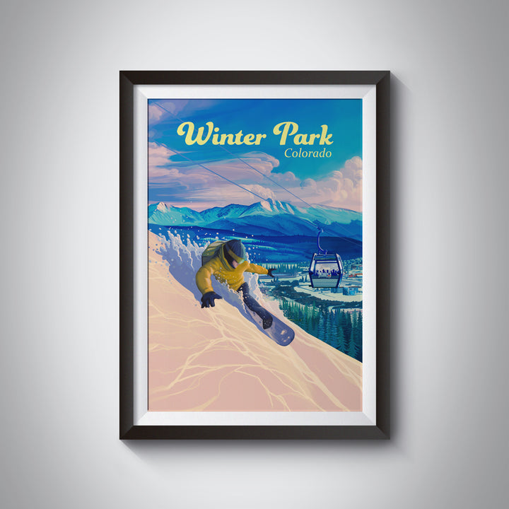 Winter Park Snowboarding Travel Poster