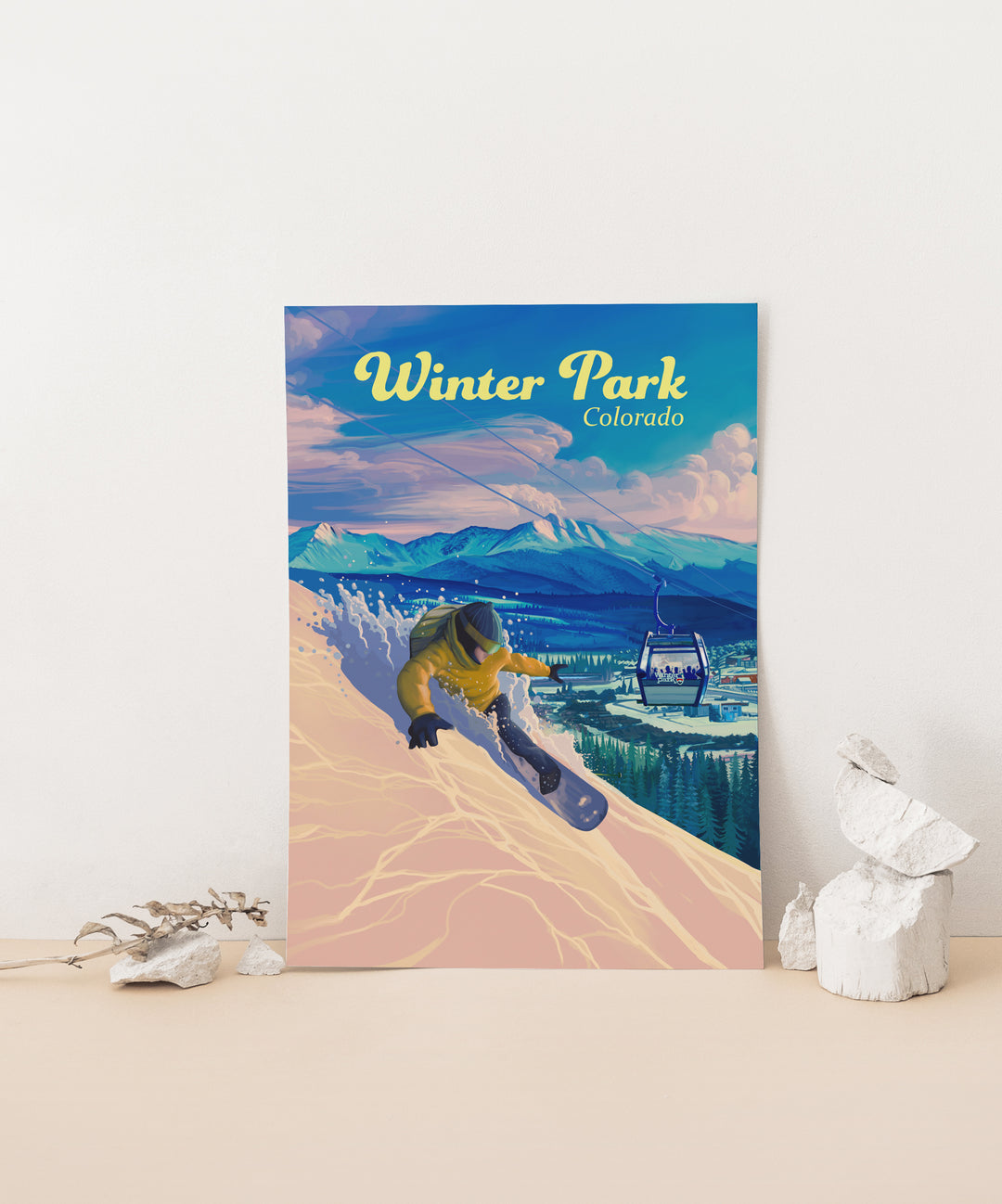 Winter Park Snowboarding Travel Poster