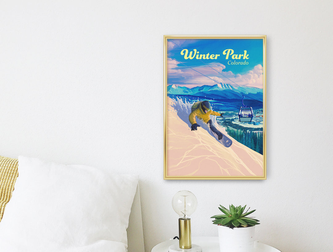 Winter Park Snowboarding Travel Poster