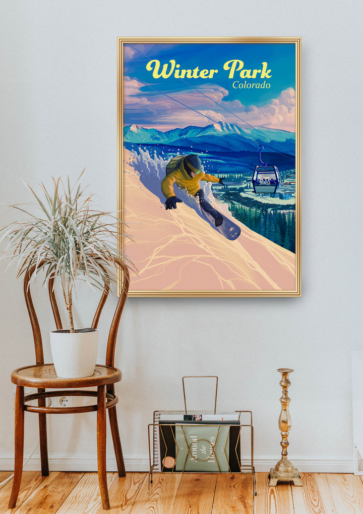 Winter Park Snowboarding Travel Poster