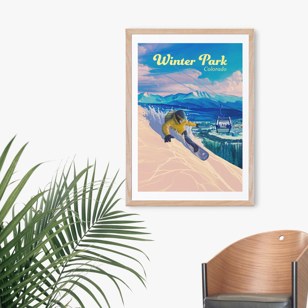 Winter Park Snowboarding Travel Poster