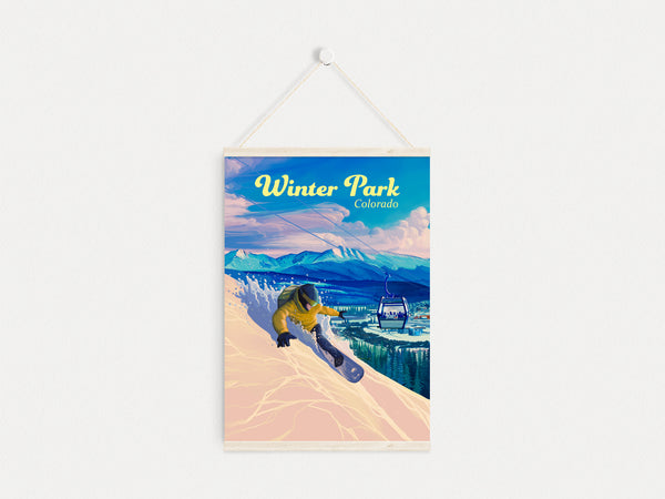 Winter Park Snowboarding Travel Poster