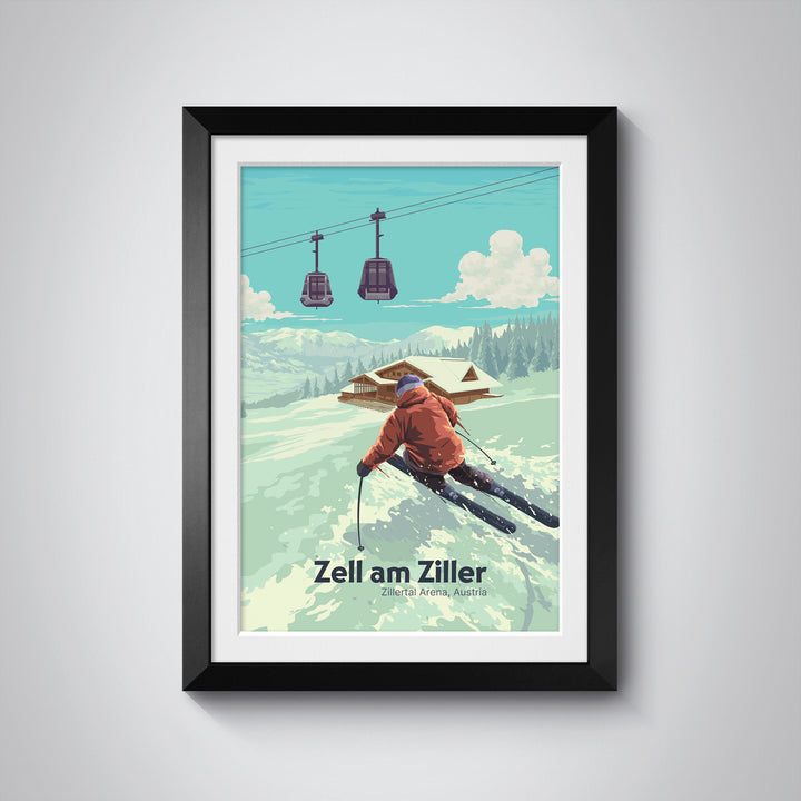 Zell am Ziller Austria Ski Resort Travel Poster