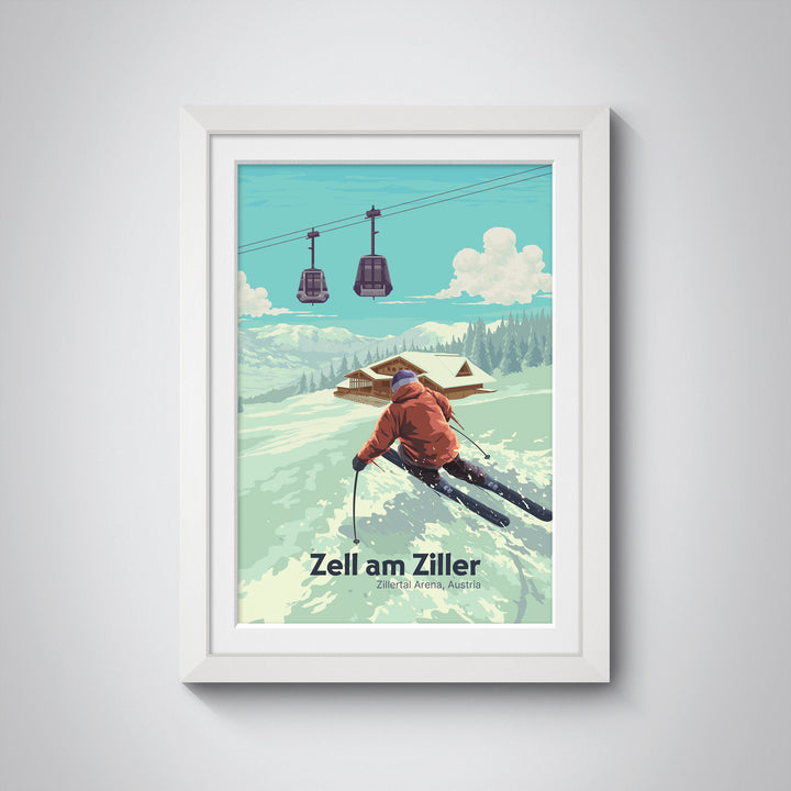 Zell am Ziller Austria Ski Resort Travel Poster