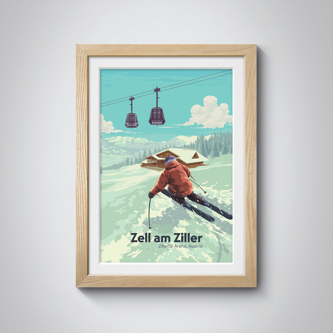 Zell am Ziller Austria Ski Resort Travel Poster