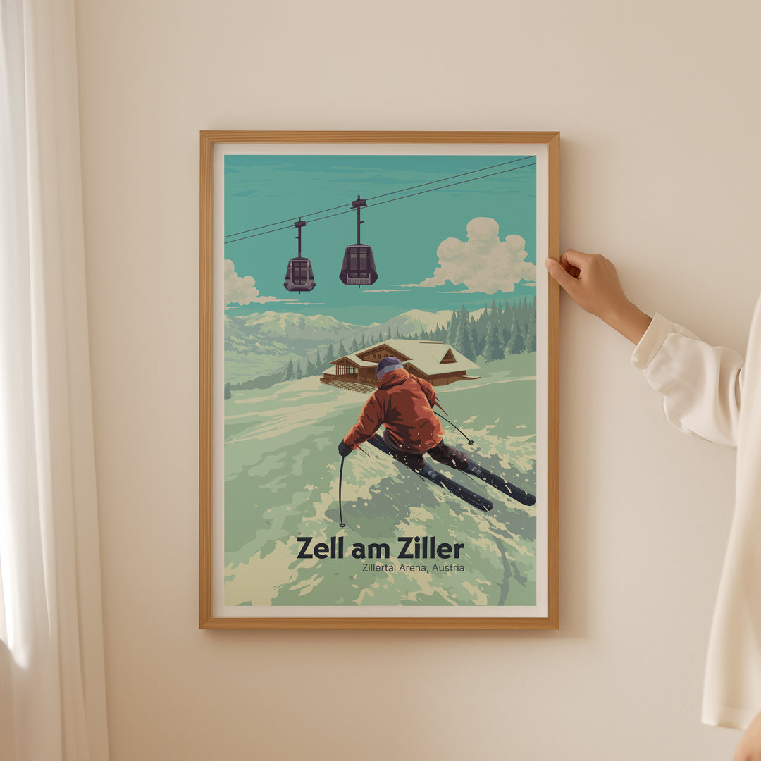 Zell am Ziller Austria Ski Resort Travel Poster