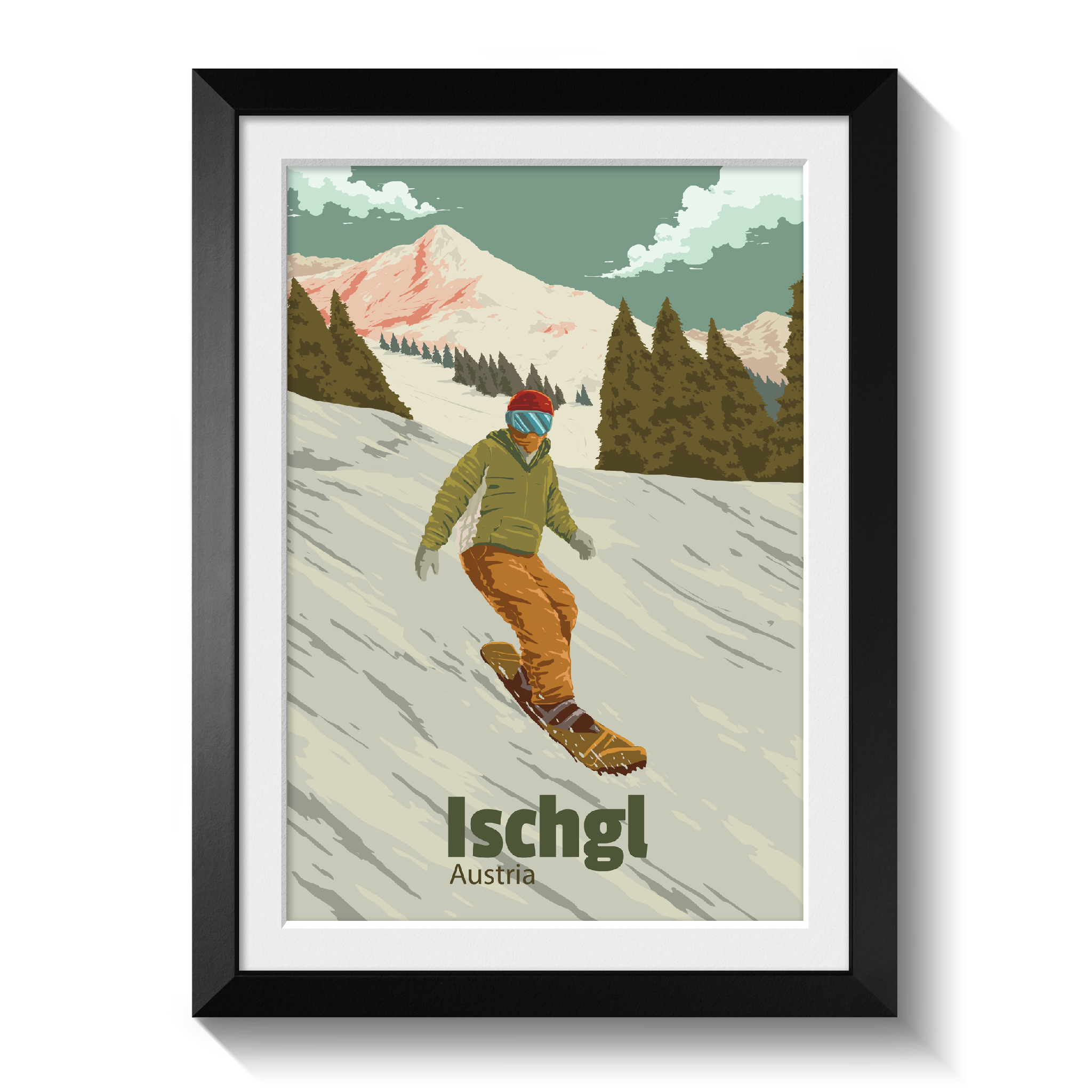 Ischgl Austria Snowboarding Travel Poster – Bucket List Prints