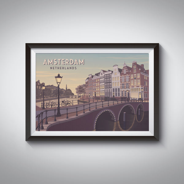 Amsterdam Netherlands Travel Poster