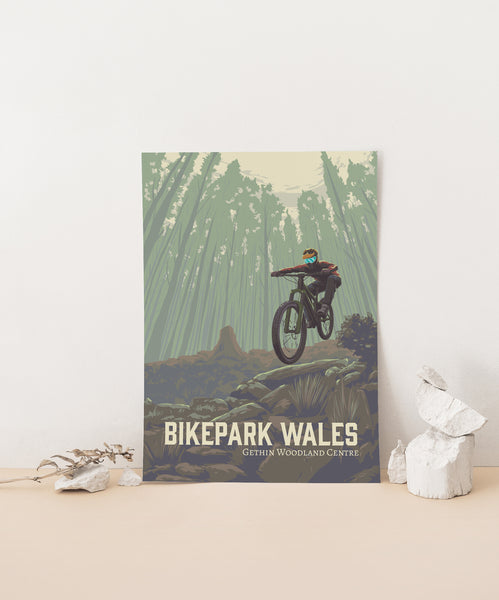 Bikepark Wales Mountain Biking Travel Poster