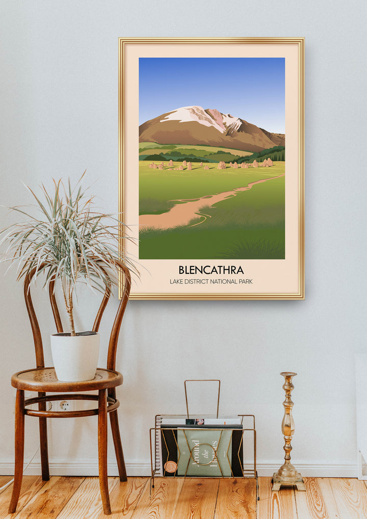 Blencathra Lake District National Park Travel Poster