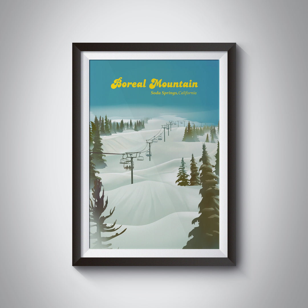 Boreal Mountain Ski Resort Travel Poster