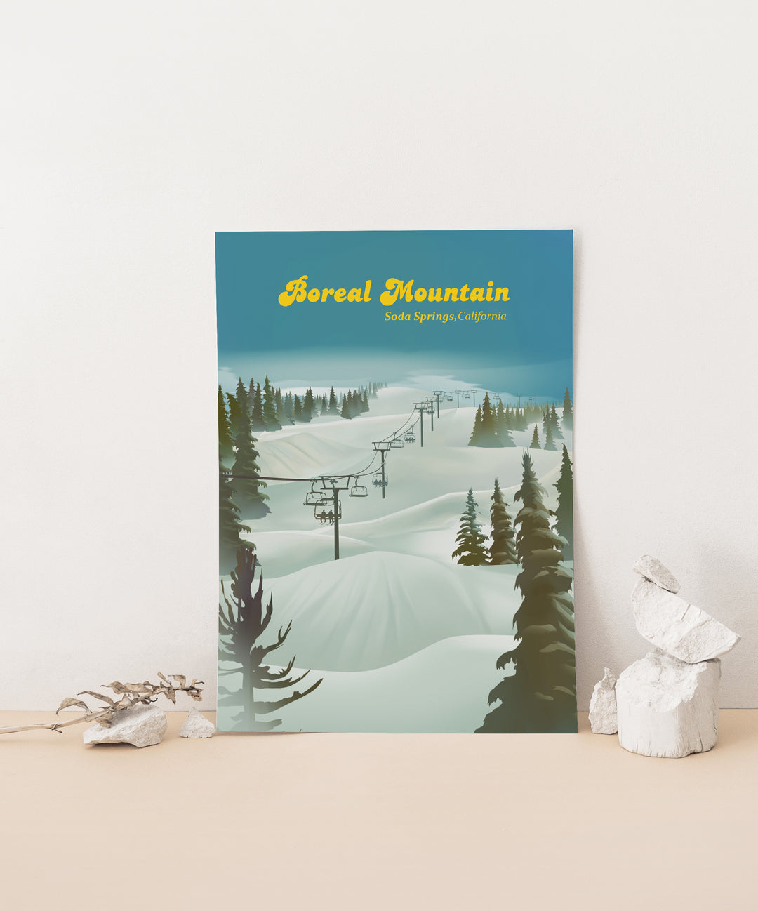 Boreal Mountain Ski Resort Travel Poster