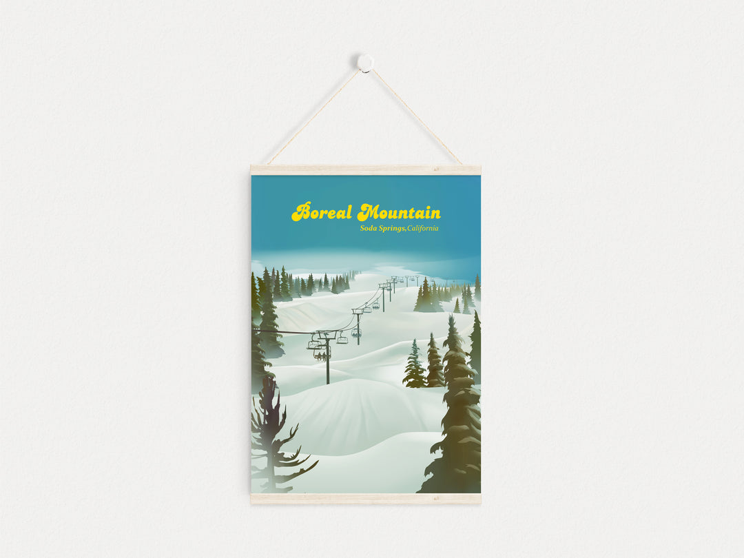 Boreal Mountain Ski Resort Travel Poster