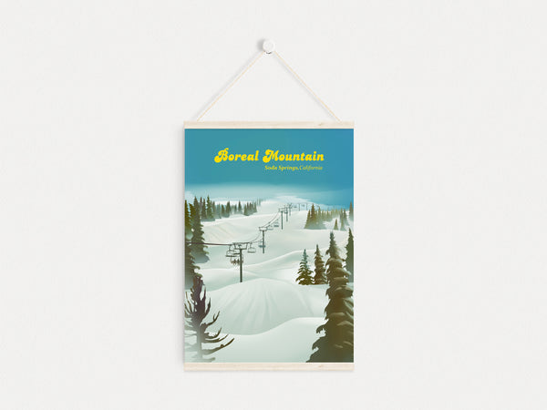 Boreal Mountain Ski Resort Travel Poster