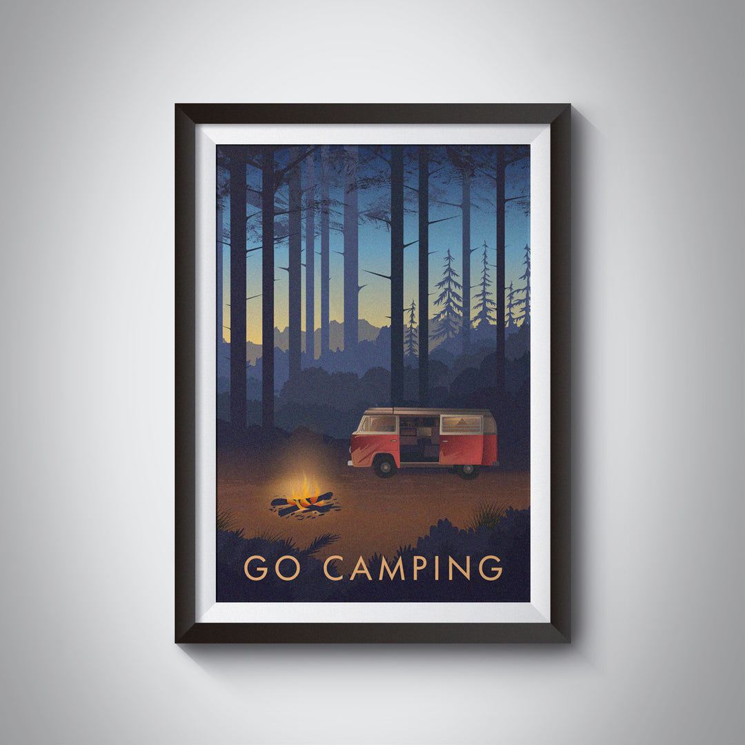 Go Camping Travel Poster Campervan Version