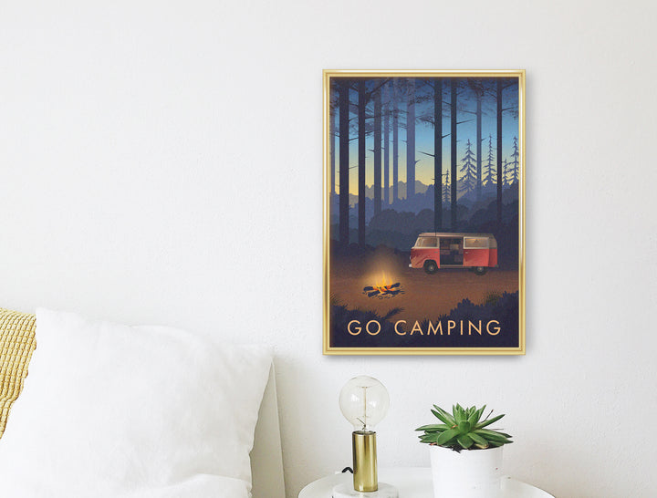 Go Camping Travel Poster Campervan Version