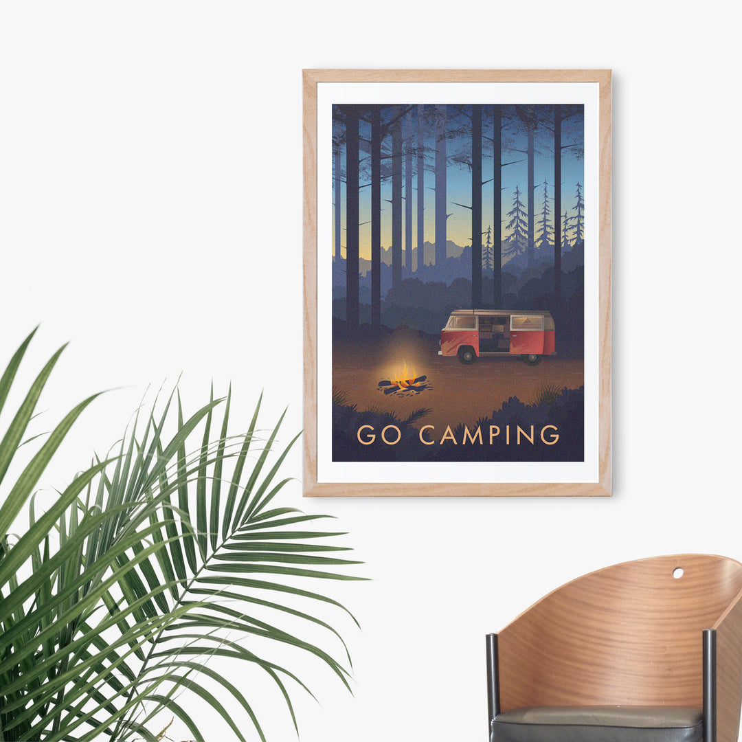 Go Camping Travel Poster Campervan Version