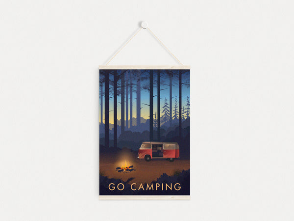 Go Camping Travel Poster Campervan Version