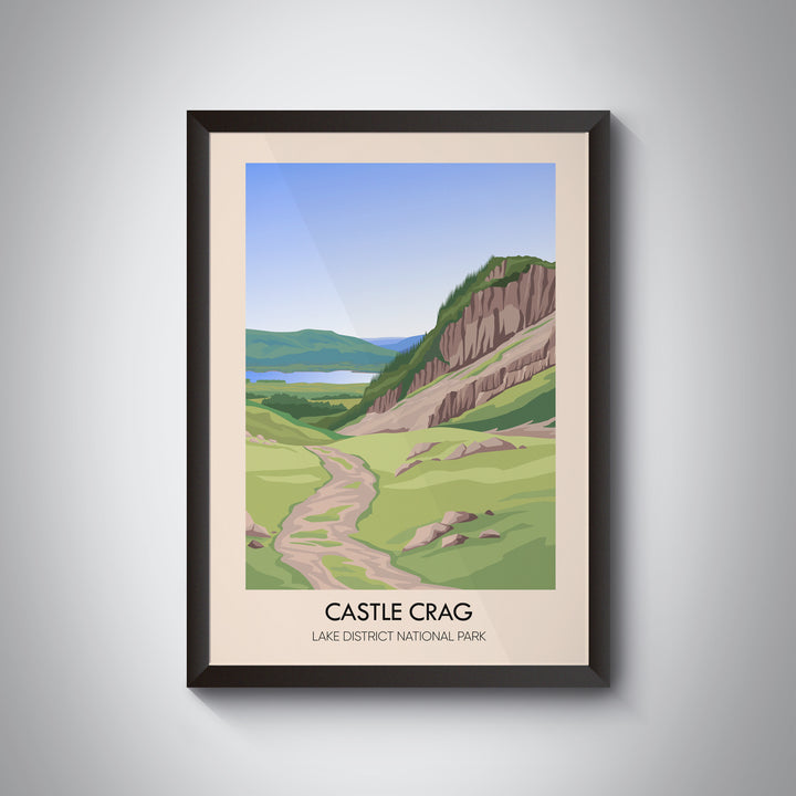 Castle Crag Mountain Lake District Travel Poster