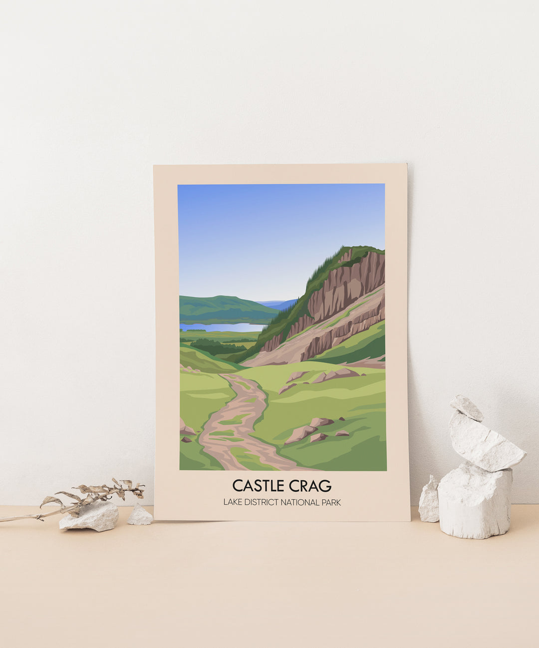 Castle Crag Mountain Lake District Travel Poster