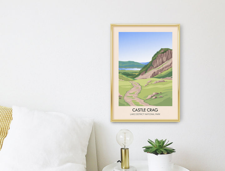 Castle Crag Mountain Lake District Travel Poster