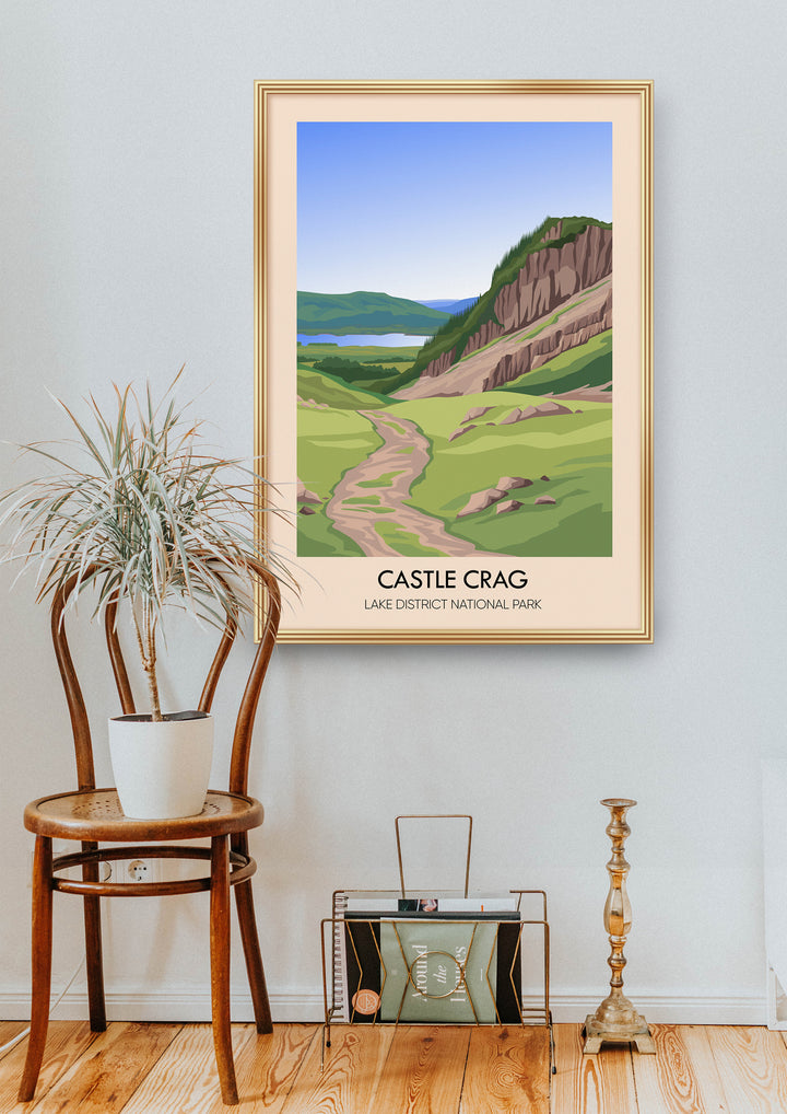 Castle Crag Mountain Lake District Travel Poster