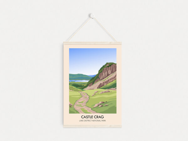 Castle Crag Mountain Lake District Travel Poster