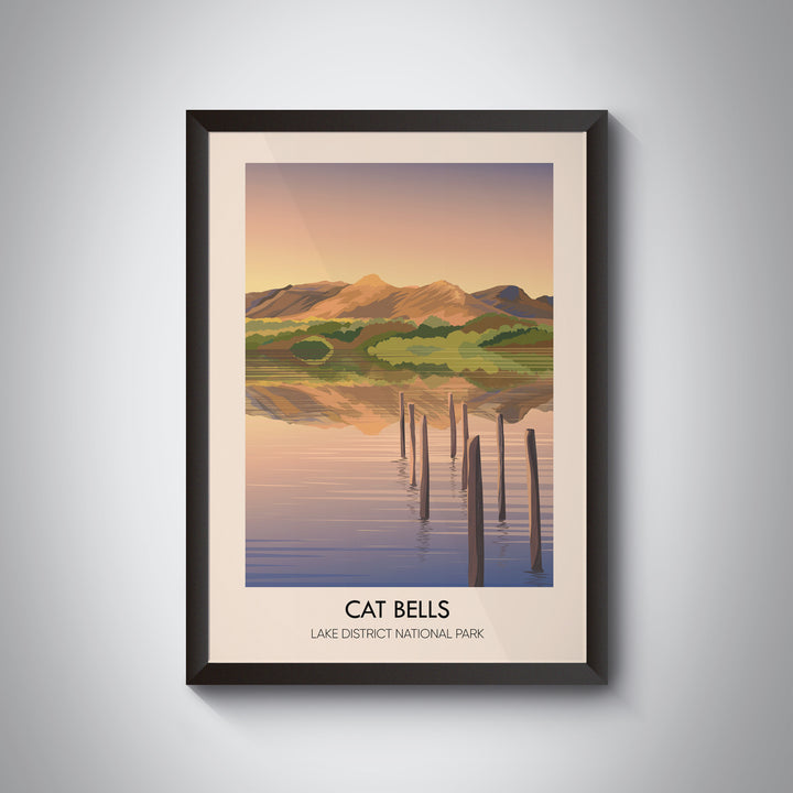 Cat Bells Lake District Travel Poster