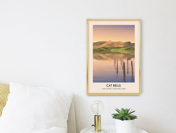Cat Bells Lake District Travel Poster