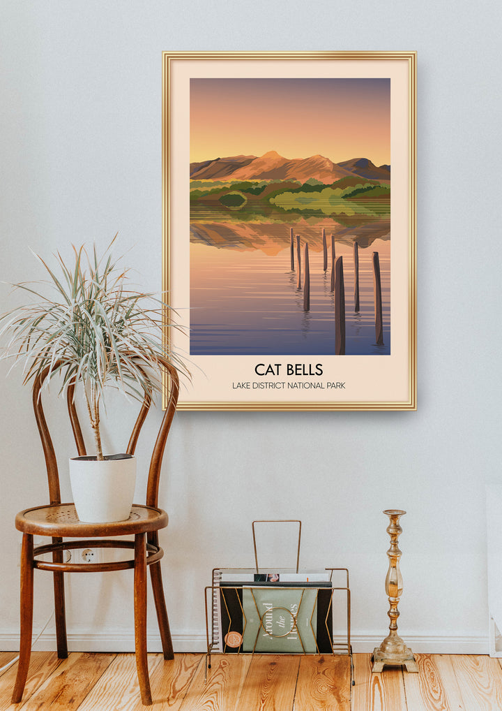 Cat Bells Lake District Travel Poster