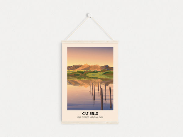 Cat Bells Lake District Travel Poster