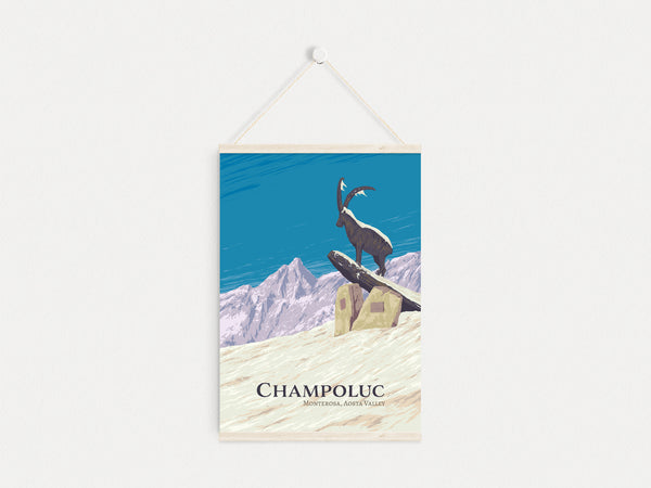 Champoluc Italy Ski Resort Travel Poster