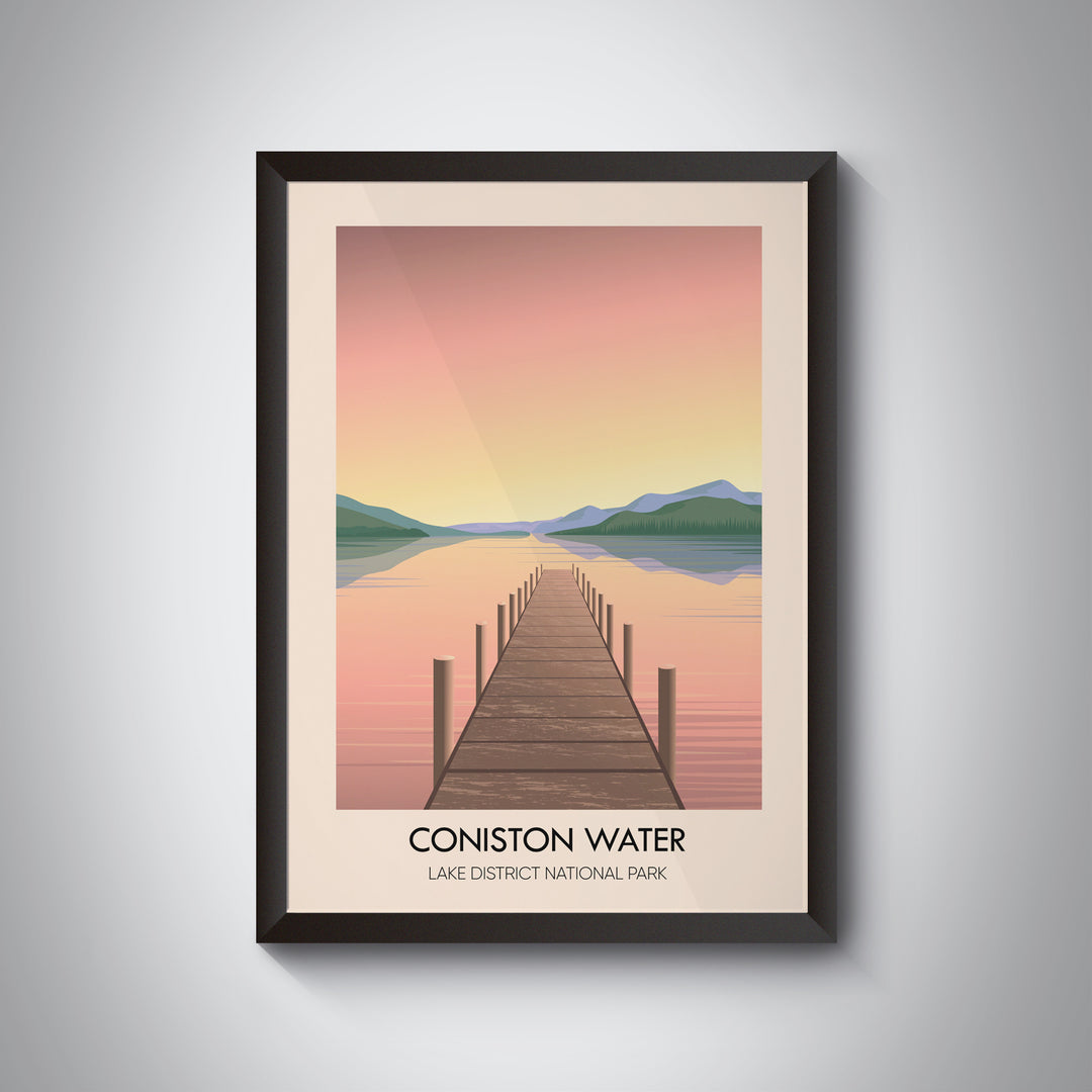 Coniston Water Lake District Travel Poster