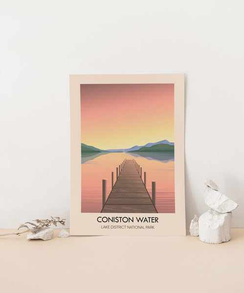 Coniston Water Lake District Travel Poster
