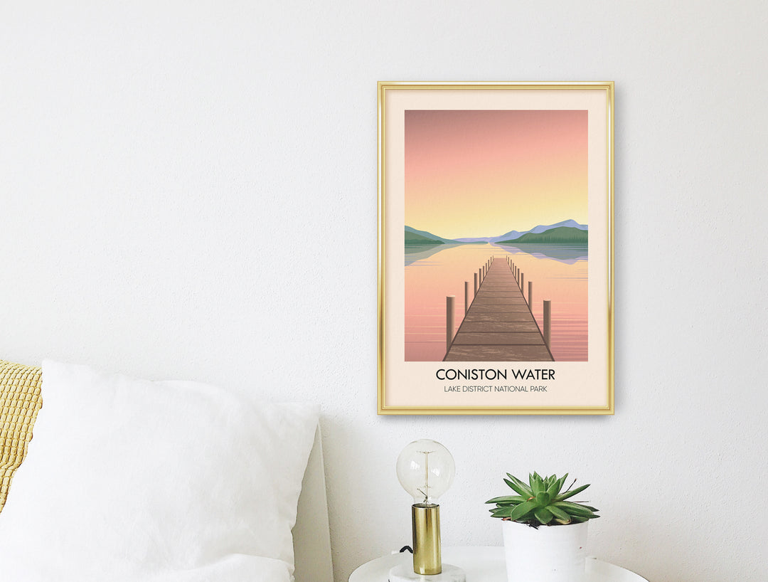 Coniston Water Lake District Travel Poster